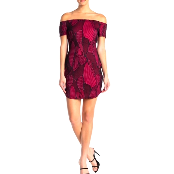 bailey blue Dresses & Skirts - Bailey Blue Nordstrom XL Off Shoulder Mini dress Black/Fuchsia Pink NWT